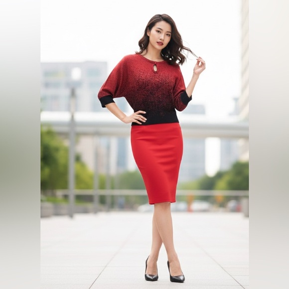 NY Collection red & black sweater Top size XS - Picture 10 of 10